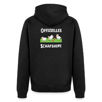 Offizielles Schafshirt Lämmer Trio - Unisex Premium Bio Zip Hoodie - Schwarz - Hinten - Nico (187cm)