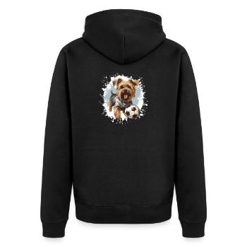 Yorkshire Terrier Chien Football Sports - Veste à capuche bio Premium Unisexe - noir - Dos - Nico (187cm)