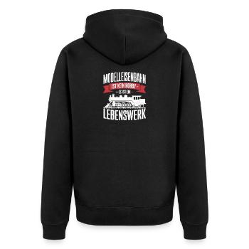  Modelleisenbahn Ist Kein Hobby Es Ist Ein - Unisex Premium Bio Zip Hoodie - Schwarz - Hinten - Nico (187cm)