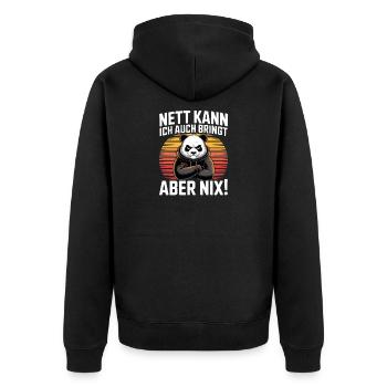 Nett Kann Ich Auch Bringt Aber Nix Lustiger Panda - Unisex Premium Bio Zip Hoodie - Schwarz - Hinten - Nico (187cm)