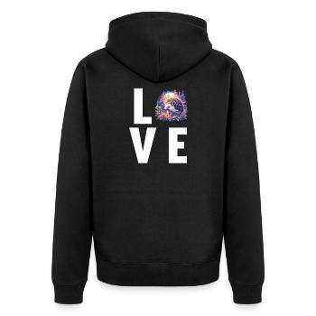 Igel - Unisex Premium Bio Zip Hoodie - Schwarz - Hinten - Nico (187cm)