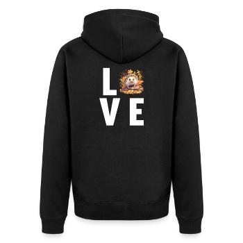 Igel - Unisex Premium Bio Zip Hoodie - Schwarz - Hinten - Nico (187cm)