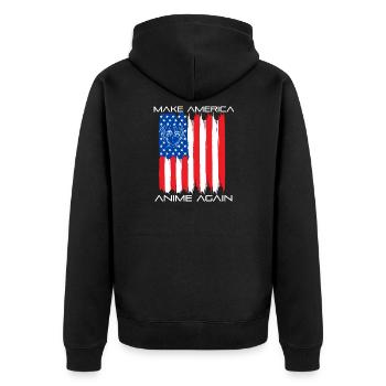 Anime Manga Otaku Kawaii États-Unis Drapeau de l’Amérique Drapeau - Veste à capuche bio Premium Unisexe - noir - Dos - Nico (187cm)