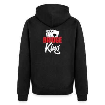 Brückenkönig - Unisex Premium Bio Zip Hoodie - Schwarz - Hinten - Nico (187cm)
