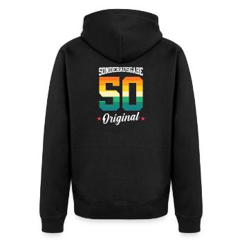 50 Birthday - Unisex Premium Organic Zip Hoodie - black - Back - Nico (187cm)