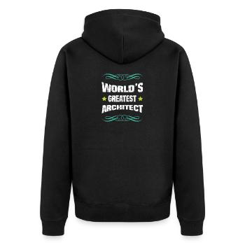 Weltbester Architekt - Unisex Premium Bio Zip Hoodie - Schwarz - Hinten - Nico (187cm)