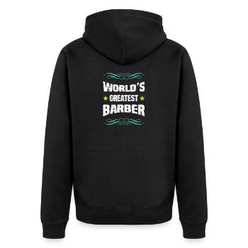 World's Greatest Barber - Unisex Premium Bio Zip Hoodie - Schwarz - Hinten - Nico (187cm)