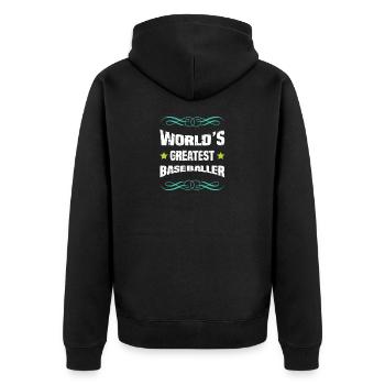 Weltbester Baseballer - Unisex Premium Bio Zip Hoodie - Schwarz - Hinten - Nico (187cm)