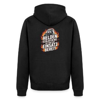 Feuerwehr Feuerwehrmann Freiwillige Feuerwehr - Unisex Premium Bio Zip Hoodie - Schwarz - Hinten - Nico (187cm)