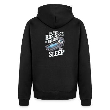 Eternal Sleep Coffin Motif - Halloween - Unisex Premium Organic Zip Hoodie - black - Back - Nico (187cm)
