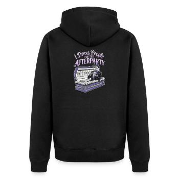 Afterparty Skelett im Anzug - Halloween - Unisex Premium Bio Zip Hoodie - Schwarz - Hinten - Nico (187cm)