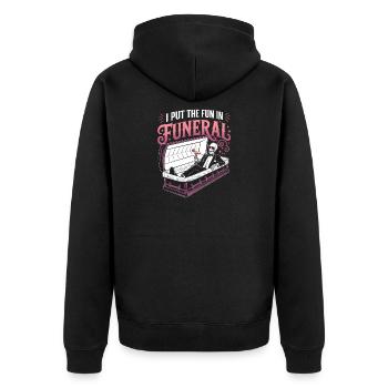 Funeral Fun: Spaß bei der Beerdigung - Halloween - Unisex Premium Bio Zip Hoodie - Schwarz - Hinten - Nico (187cm)