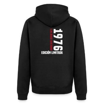 1976 Vintage Retro Birthday Gift - Unisex Premium Organic Zip Hoodie - black - Back - Nico (187cm)