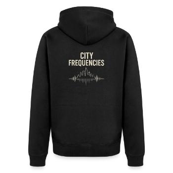 Fréquences urbaines – Urban Vibes Design - Veste à capuche bio Premium Unisexe - noir - Dos - Nico (187cm)
