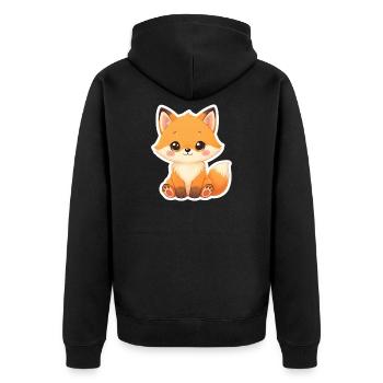 Kawaii renard dessin animé pour KidsWear - Veste à capuche bio Premium Unisexe - noir - Dos - Nico (187cm)