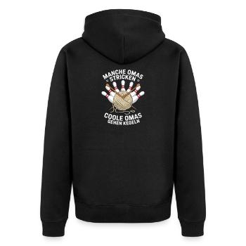 Manche Omas Stricken Coole Omas Gehen Kegeln - Unisex Premium Bio Zip Hoodie - Schwarz - Hinten - Nico (187cm)
