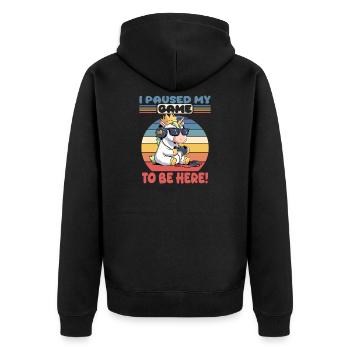 i paused my game to be here, unicorn - Unisex Premium Organic Zip Hoodie - black - Back - Nico (187cm)