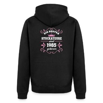 Plasterer Birthday 1985 Year of Plastering - Unisex Premium Organic Zip Hoodie - black - Back - Nico (187cm)