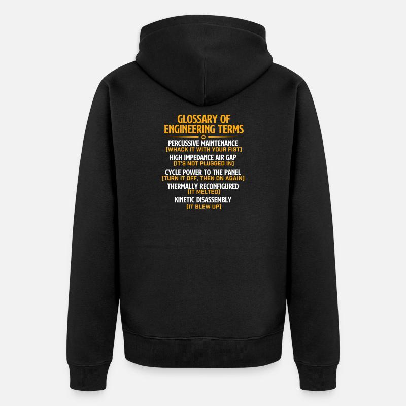 Glossar der technischen Begriffe Lustige Mechanik - Unisex Premium Bio Zip Hoodie - Schwarz