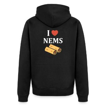 J aime Nems design gourmand - Veste à capuche bio Premium Unisexe - noir - Dos - Nico (187cm)