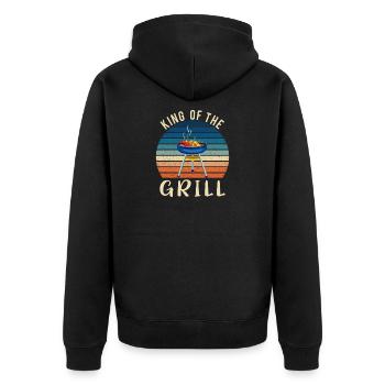 Roi du gril – Design de barbecue rétro - Veste à capuche bio Premium Unisexe - noir - Dos - Nico (187cm)