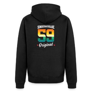 59 Anniversaire - Veste à capuche bio Premium Unisexe - noir - Dos - Nico (187cm)