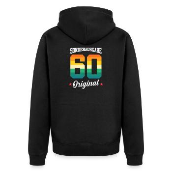 60 Birthday - Unisex Premium Organic Zip Hoodie - black - Back - Nico (187cm)