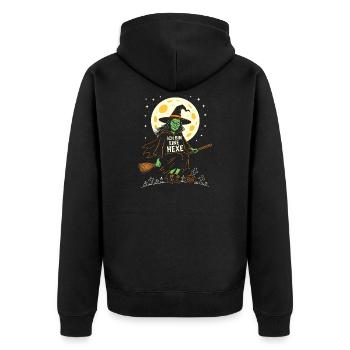 Witch Costume Halloween Creepy Broom Moon Carnival - Unisex Premium Organic Zip Hoodie - black - Back - Nico (187cm)
