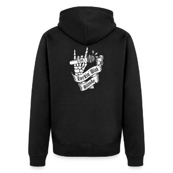 Rockin' With Attitude Rock Band Guitar Music - Unisex Premium Bio Zip Hoodie - Schwarz - Hinten - Nico (187cm)