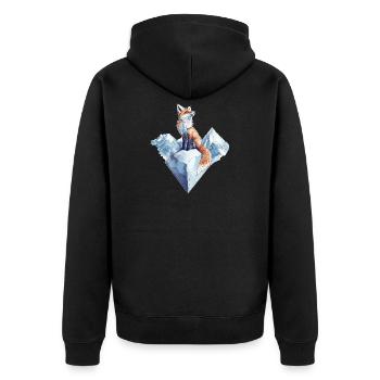 Fox winter motif - Unisex Premium Organic Zip Hoodie - black - Back - Nico (187cm)