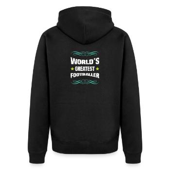 World's Best Footballer Vintage Font - Unisex Premium Organic Zip Hoodie - black - Back - Nico (187cm)