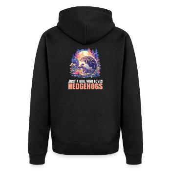 Igel - Unisex Premium Bio Zip Hoodie - Schwarz - Hinten - Nico (187cm)