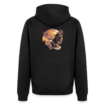 Adler - Unisex Premium Bio Zip Hoodie - Schwarz - Hinten - Nico (187cm)