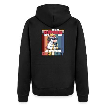 The king is here, now it's time to gamble. Unicorn game - Unisex Premium Organic Zip Hoodie - black - Back - Nico (187cm)