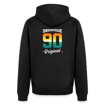 90 Birthday - Unisex Premium Organic Zip Hoodie - black - Back - Nico (187cm)