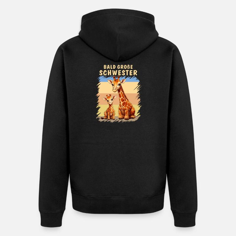 LES GIRAFES BIENTÔT GRANDE SŒUR - Veste à capuche bio Premium Unisexe - noir
