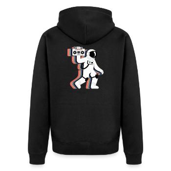 Rainbow Astronaut Radio - Funny T-Shirt - Unisex Premium Organic Zip Hoodie - black - Back - Nico (187cm)