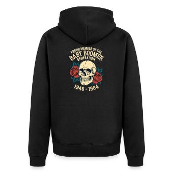 Baby Boomer Skull Roses - Unisex Premium Organic Zip Hoodie - black - Back - Nico (187cm)