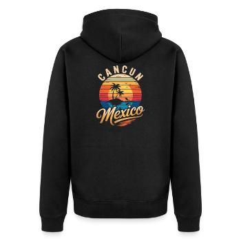 Cancun Retro Beach Sun - Unisex Premium Organic Zip Hoodie - black - Back - Nico (187cm)