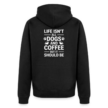Coffee Saying Dogs Funny Coffee Gift - Unisex Premium Organic Zip Hoodie - black - Back - Nico (187cm)