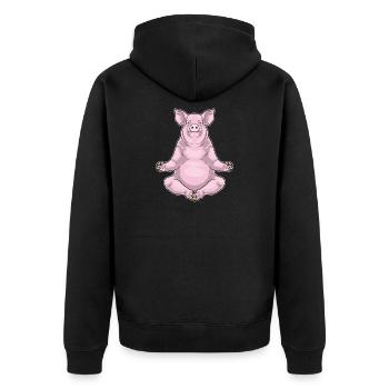 Pig Yoga Fitness Méditation - Veste à capuche bio Premium Unisexe - noir - Dos - Nico (187cm)