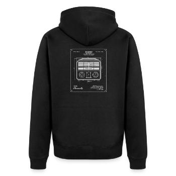 Vintage Radio Bauplan - Unisex Premium Bio Zip Hoodie - Schwarz - Hinten - Nico (187cm)