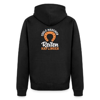 Cool Girl Riding Haflinger Pony Horse - Unisex Premium Organic Zip Hoodie - black - Back - Nico (187cm)