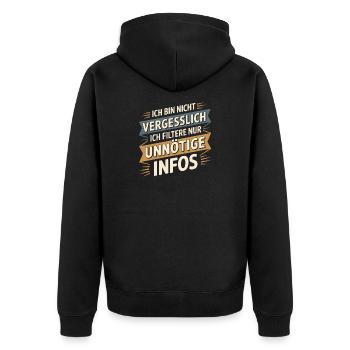 Je ne suis pas oublieux – je ne fais que filtrer - Veste à capuche bio Premium Unisexe - noir - Dos - Nico (187cm)