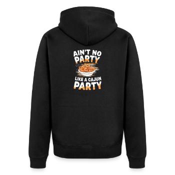 Ain't No Party Like A Cajun Party - Unisex Premium Bio Zip Hoodie - Schwarz - Hinten - Nico (187cm)