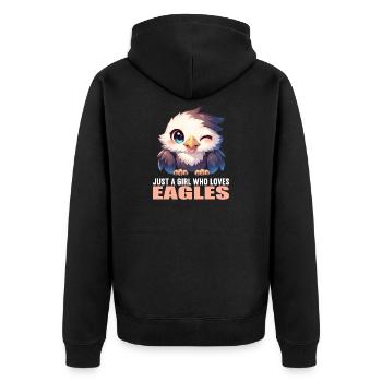 Adler - Unisex Premium Bio Zip Hoodie - Schwarz - Hinten - Nico (187cm)