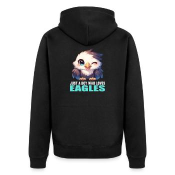 Adler - Unisex Premium Bio Zip Hoodie - Schwarz - Hinten - Nico (187cm)