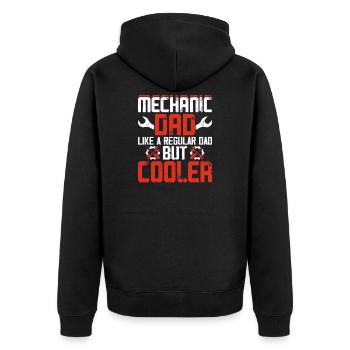 Mechaniker Papa Mechatroniker Schrauber Geschenk - Unisex Premium Bio Zip Hoodie - Schwarz - Hinten - Nico (187cm)
