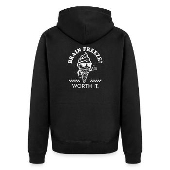 Brain Freeze en vaut la peine - Bande dessinée de crème glacée rétro - Veste à capuche bio Premium Unisexe - noir - Dos - Nico (187cm)