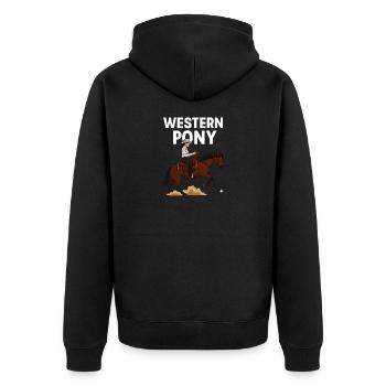 Western Pony Rider - Unisex Premium Organic Zip Hoodie - black - Back - Nico (187cm)